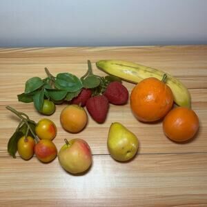 Vintage Faux Fruit Fake Plastic Realistic Apple Straberries Banana Pear Orange